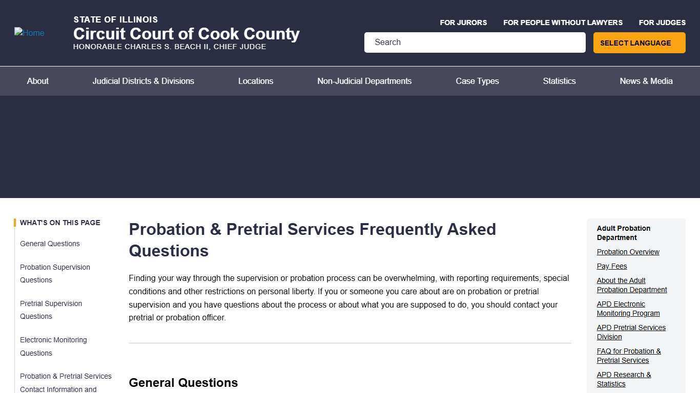 Probation & Pretrial Services Frequently Asked Questions | Circuit Court of Cook County